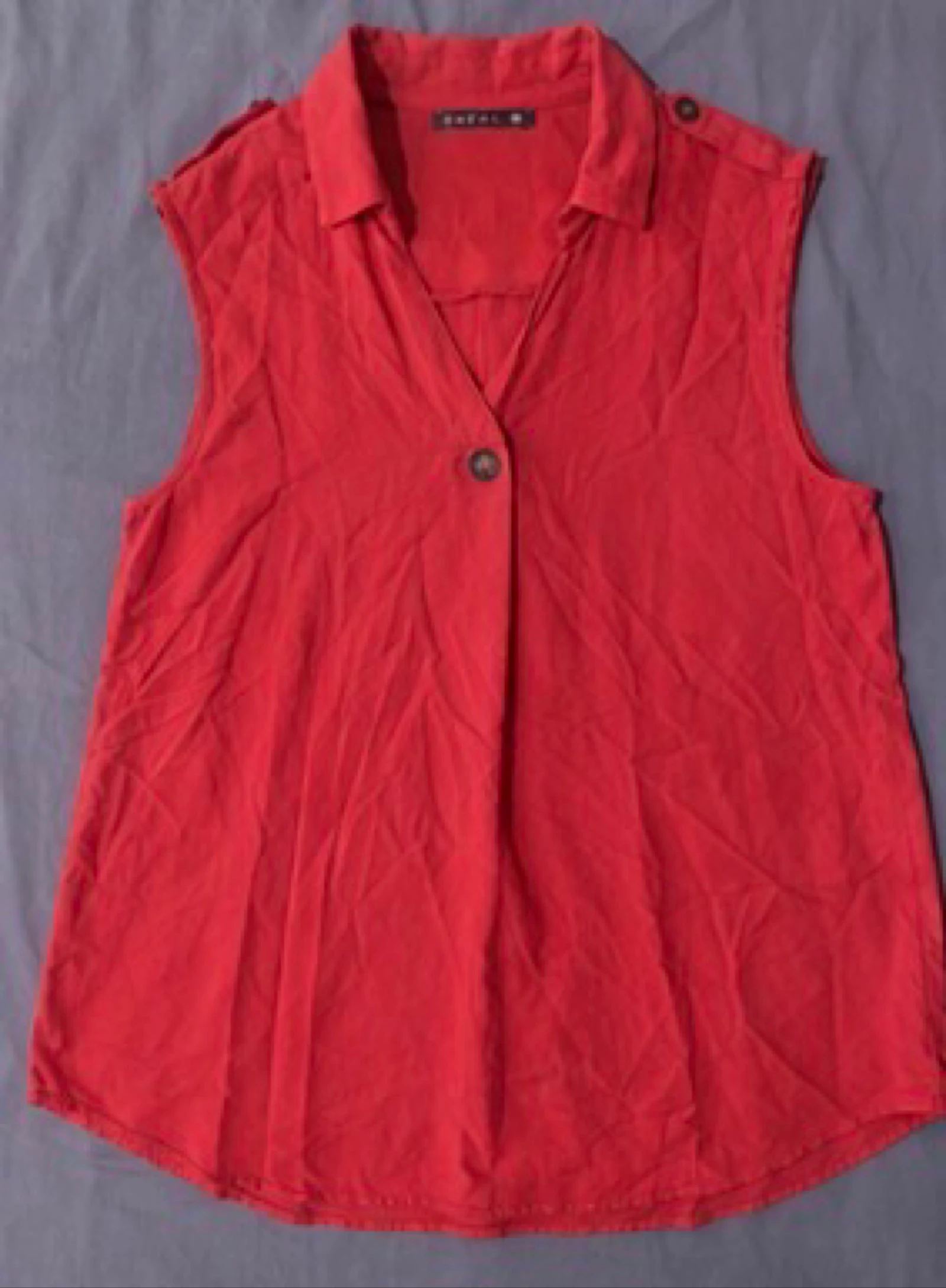 Bréal Sleeveless coral red fluid elegant shirt collar T40 – photo 2